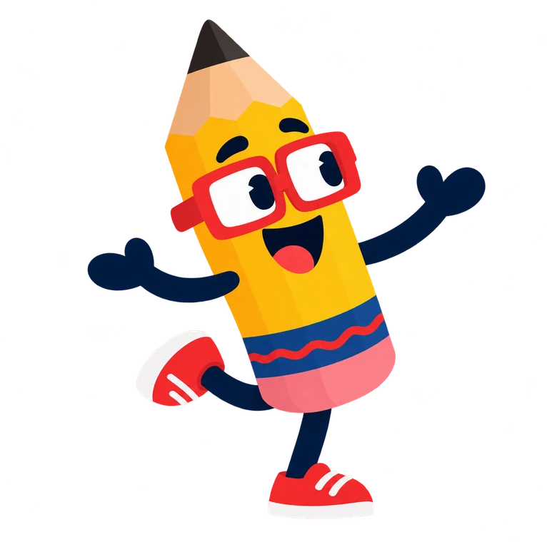Jesse the Pencil throwing his arms out to welcome you